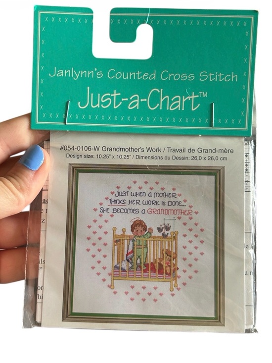 Janlynn’s Other - Vintage Janlynn’s Counted Cross Stitch Becoming A Grandmother- Complete New